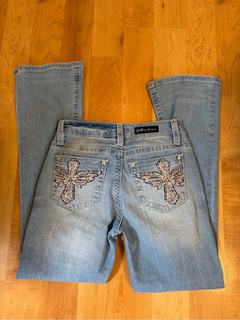 Stella in dreams light blue Flared Jeans with embellished pockets